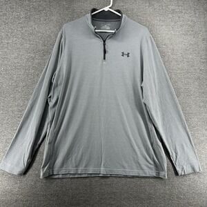 Under Armour Cold Gear 1/4 Zip Pullover Men Size XL Gray Striped Lightweight